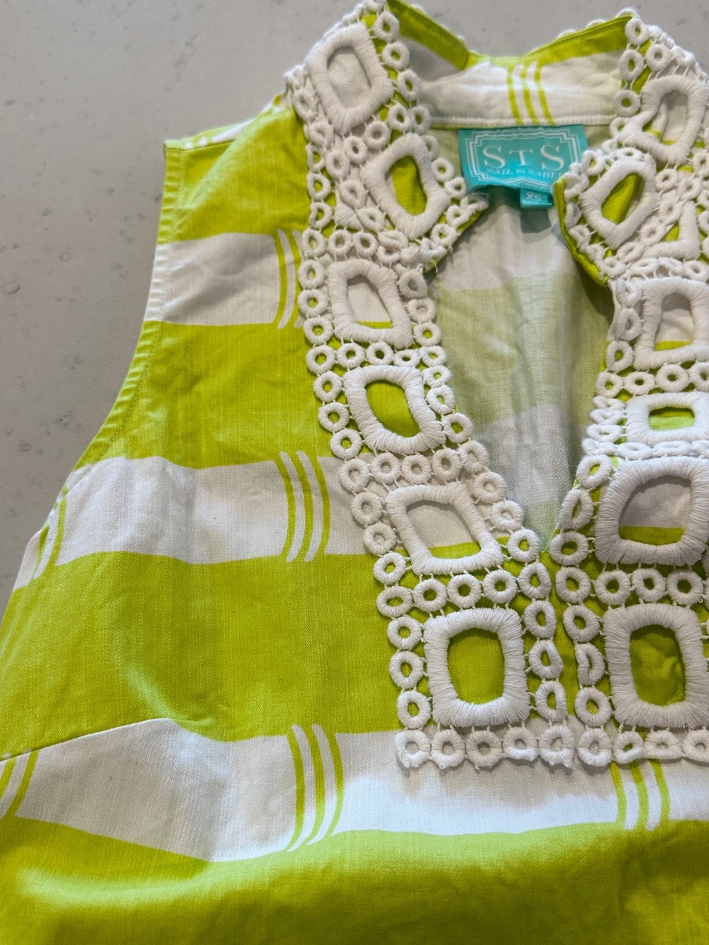 NWOT Sail to Sable Bright Green Striped Sleeveless Dress Size XS - Picture 3 of 4